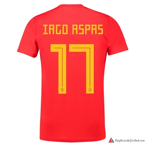 Camiseta Seleccion España Primera equipación Iago Aspas 2018 Rojo
